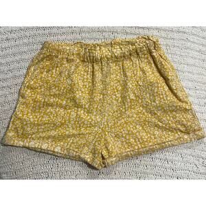 By Anthropologie Shorts Pull On Womens Sz Medium 100% Cotton Yellow White Floral